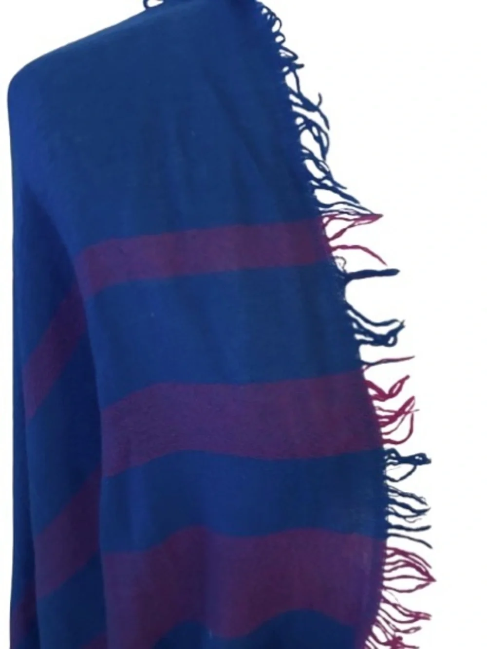Purple & Blue Striped Pashmina Style Scarf Wrap Shawl Soft Lightweight Boho